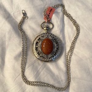 NWT Strada necklace/pocket watch with sparkle gemstone